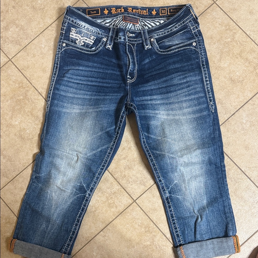 Rock Revival Women's Dark Blue Cropped Jeans